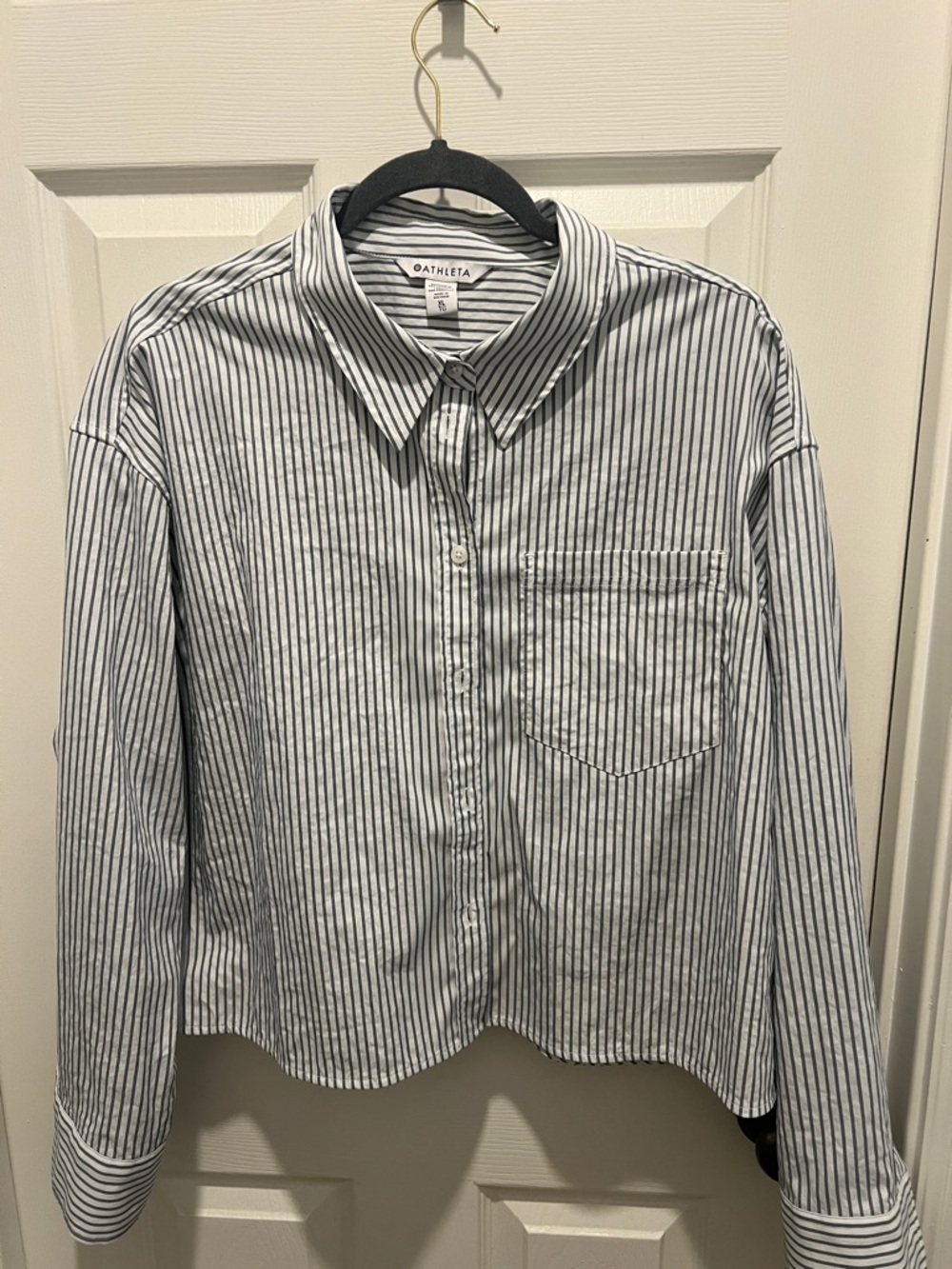 Athleta button down, XL. Black and white stripes. Never worn, smoke free home.